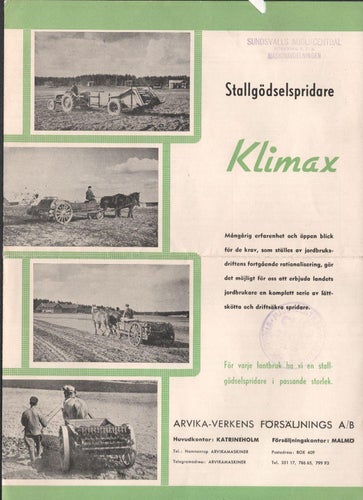 Broschyr Klimax stallgödselspridare Arvika-verken