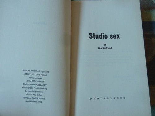 STUDIO SEX, LIZA MARKLUND, BOK