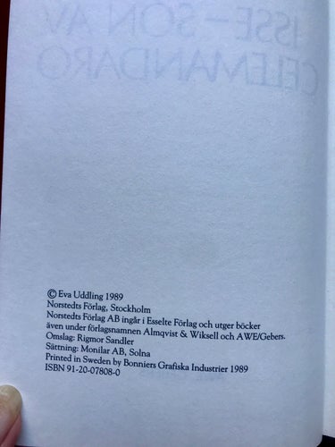 ISSE - SON AV CELEMANDARO Eva Uddling 1989