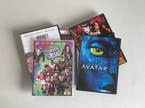 Suicide Squad, Avatar, Moulin Rouge, Bridget Jones Dagbok, mm 6 DVD-filmer