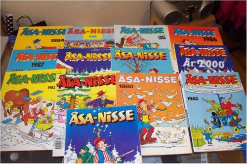 13 st. Åsa- Nisse,  Album, julalbum, serier, seriealbum, stor samling