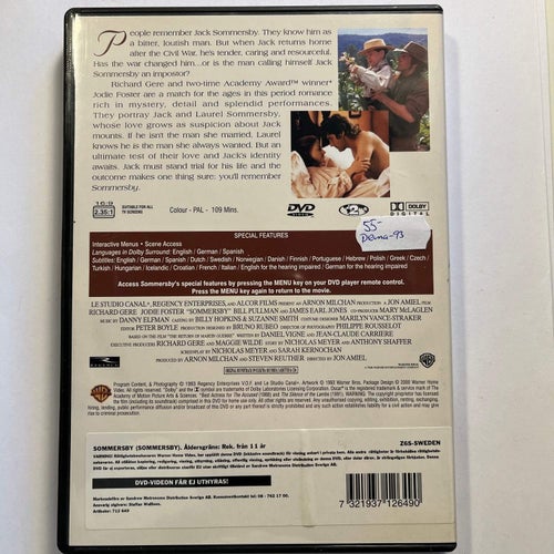 SOMMERSBY. RICHARD GERE, JUDIE FOSTER. DVD DRAMA -93