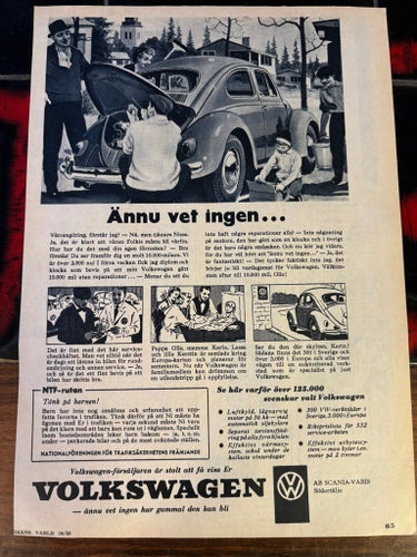 VOLKSWAGEN VW 1958 reklam Annons