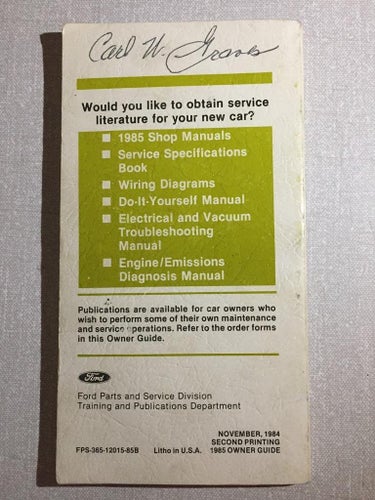 1985 Mercury Marquise Owner Guide