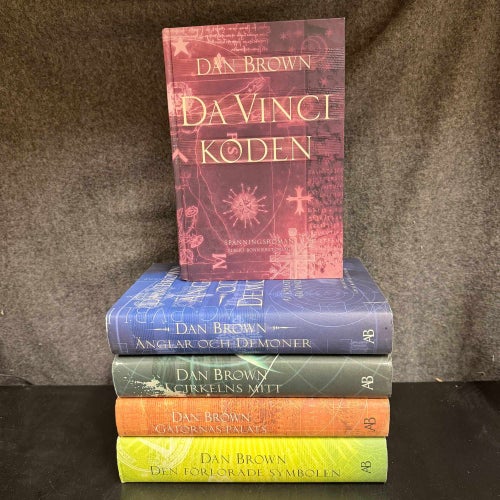 5 böcker av Dan Brown - Da Vinci koden, Änglar och demoner, I cirkelns mitt, mm