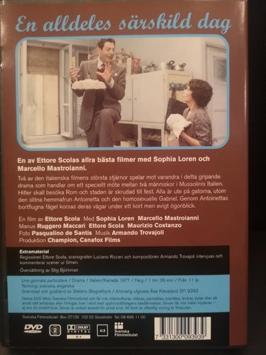 En Alldeles Särskild Dag (1977) Ettore Scola med Sophia Loren och Marcello Mastr