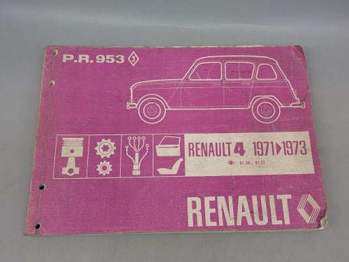 Reservdelskatalog för Renault 4 från 1971–1973.