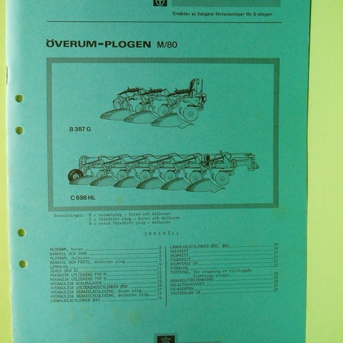 Reservdelsförteckning ..8001.......Överum-Plogen M/80...........1979