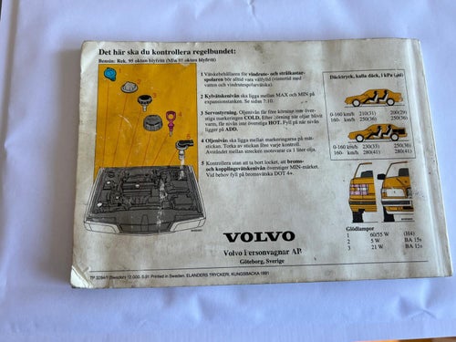 Volvo 850 1992 instruktionsbok med fläckar bucklig men hel
