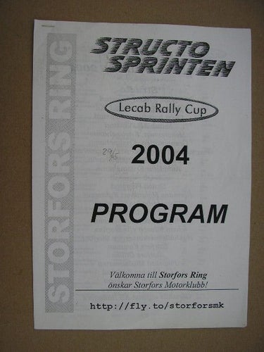 Rally Program Structosprinten Storfors Motorklubb 29/5 2004