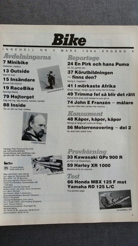 Bike nr 3 1984: Honda MBX 125 F, Yamaha RD 125 L/C, Kawasaki GPz 900 R, H-D XR