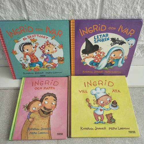 Böcker Ingrid och Ivar Skattjakt, Letar spöken, Ingrid & pappa, Ingrid vill äta