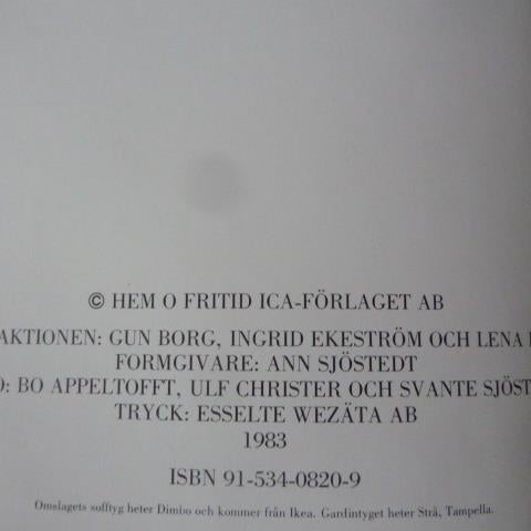 INREDA MED TEXTIL,  1983,  BÖCKER