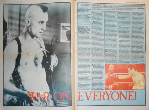 ROBERT DE NIRO - WAR ON EVERYONE, STOR ARTIKEL PRESSKLIPP 1984