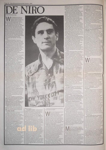 ROBERT DE NIRO - WAR ON EVERYONE, STOR ARTIKEL PRESSKLIPP 1984