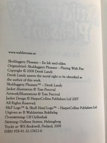 SKULDUGGERY PLEASANT En lek med elden + Han är död Derek Landy