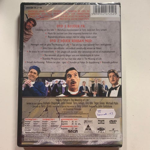 MENINGEN MED LIVET. MONTY PYTHON. SPECIALEDITON LIMITED DVD KOMEDI -03 INPLASTAD