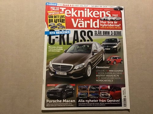 TEKNIKENS VÄRLD NR 7 2014 PORSCHE MACAN,LEXUS RC F,MERCEDES,NYA SAAB 9-3,XC 70