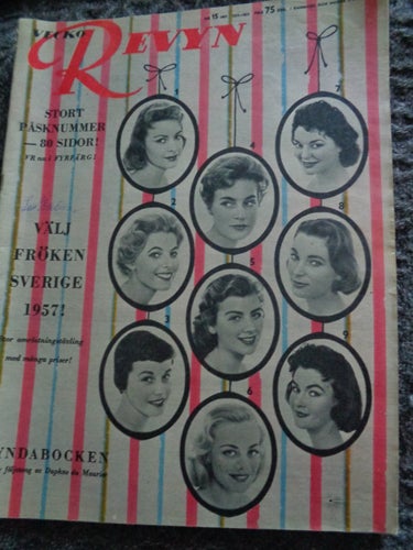 Vecko Revyn nr15 1957 välj Fröken Sverige, Audrey Hepburn,