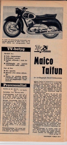 Maico Taifun 22.1955 Teknikens Värld test
