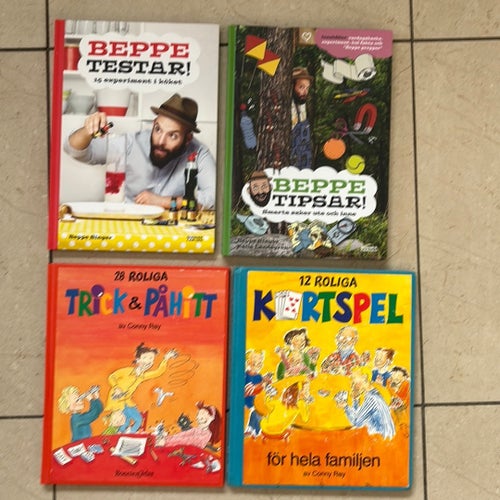 4 roliga aktivitetsböcker barn Beppe Singer, Kortspel, Trick & påhitt