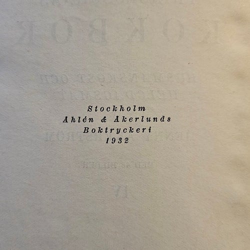 Prinsessornas Kokbok av Jenny Åkerström, 1932