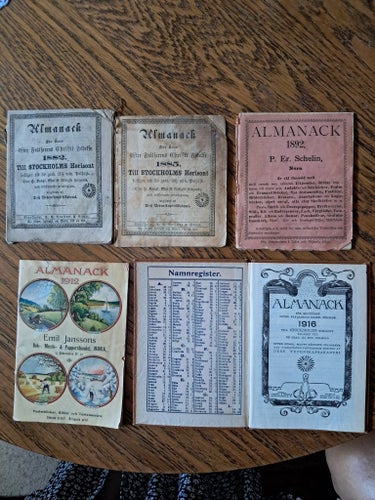 Almanack 1882, 1885, 1892, 1912, 1916