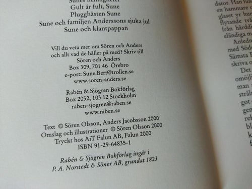Sunes största kärlekar - Sören Olsson, Anders Jacobsson. Very Fine+