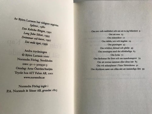 FRÅN VREDENS KAP TILL JORDENS ÄNDE Björn Larsson 2001