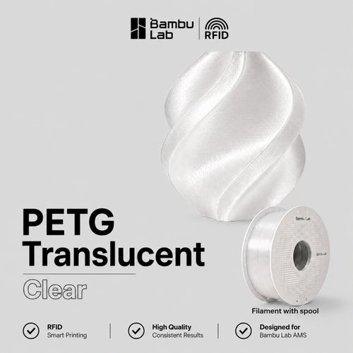Bambu Lab PETG Translucent Clear/Klar Filament, 1.75 mm, 1 kg