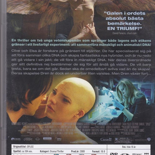 DVD / Splice / Adrien Brody, Sarah Polley, Delphine Chaneac / Nära Nyskick