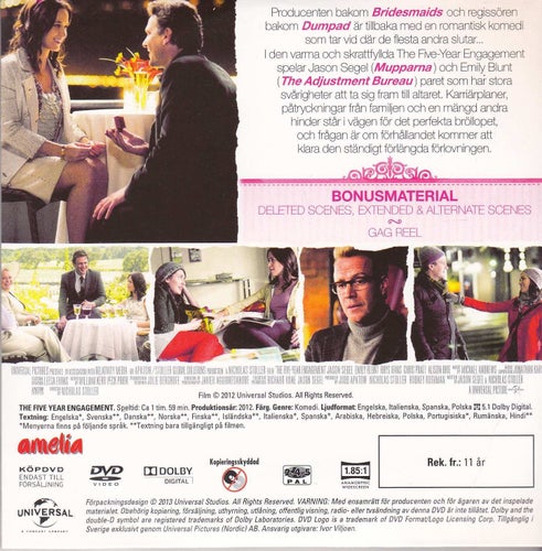 DVD / The Five Year Engagement / OBS! Pappfodral / Emily Blunt / Nära nyskick