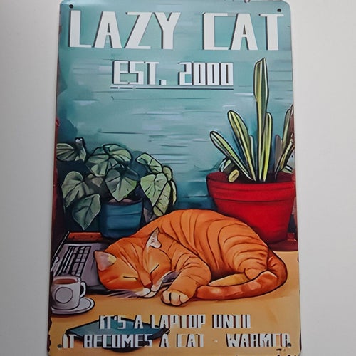Tavla 20x30cm Metallskylt med kattmotiv