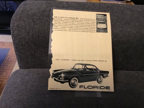 Laminerad originalannons för Renault Floride.