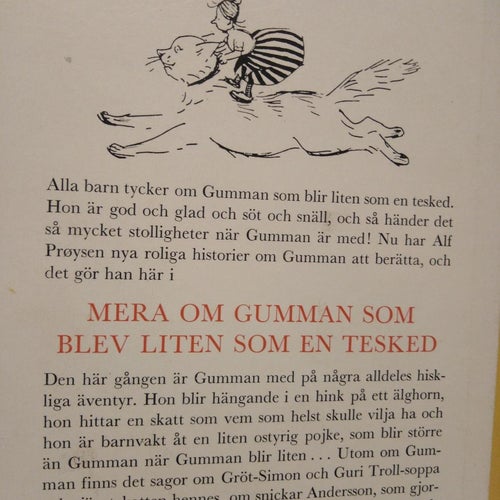 Mera om Gumman som blev liten som en tesked - Alf Pröysen. bok, inbunden. Very F