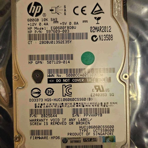 HP 450GB 2,5" 10K SAS SFF DP