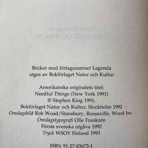KÖPLUST Stephen King 1993