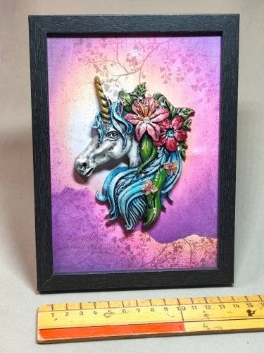 Dekorativ Vit Enhörning Fantasy Tavla