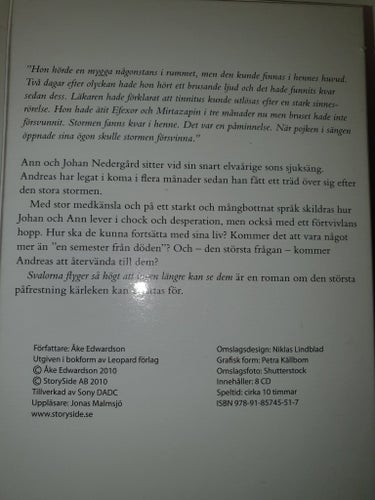 Ljudböcker...Svalorna flyger så högt att ingen längre kan se dem - Åke Edwardson