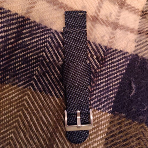 Blått Klockarmband textil, 20 mm