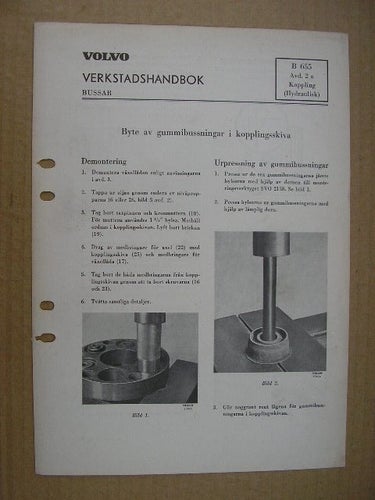 VOLVO Verkstadshandbok Buss B655 Koppling(Hydraulisk)