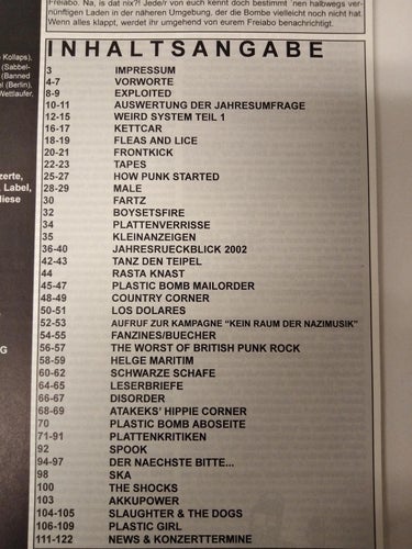 Plastic Bomb fachzeitschrift für punker und strassen 2003 nummer 42 Very Fine