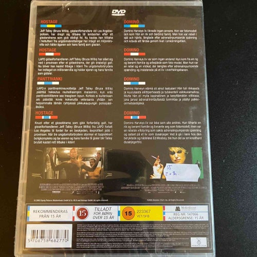 HOSTAGE + DOMINO. 2 FILM BOXSET. INPLASTAD DVD THRILLER