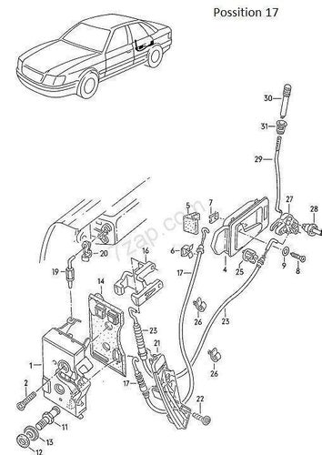 Audi 80 90,Quattro 1993- Vajer för Dörrlås Vänster Bak # 893-839-081 Längd 592mm