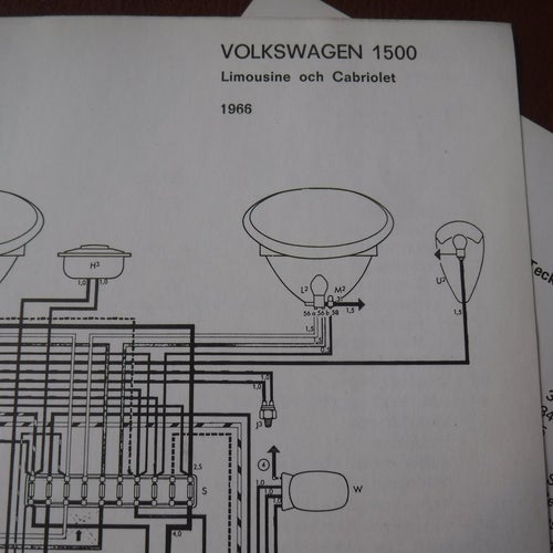 Elschema till Volkswagen 1500 Limousine och Cabriolet, 1966.