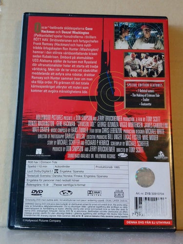Rött hav, Denzel Washington, dvd