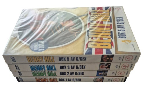 Benny Hill Box 1, 2, 3, 5 / Svensk Text / 1 Inplastad / 4 Boxar