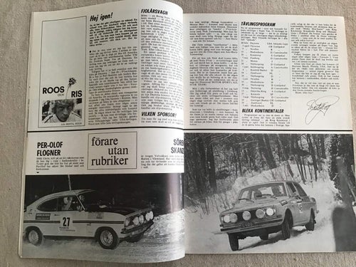MOTORSPORT NR 3 1972 RONNIE PETERSON,RALLY,RALLYCROSS,RALLY BORE,SMÅLANDSRALLYT