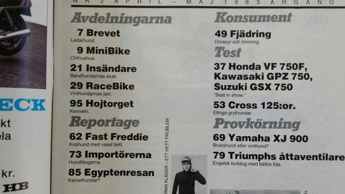 Bike nr 2 1983: Honda VF 750 F, Kawasaki GPZ 750, Suzuki GSX 750, Yamaha XJ 900