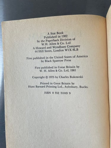 Factotum - Charles Bukowski, 1982